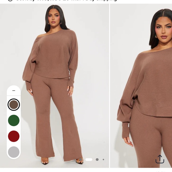 Fashion Nova Sweaters - Fashion Nova Brown Off-Shoulder Sweater Set